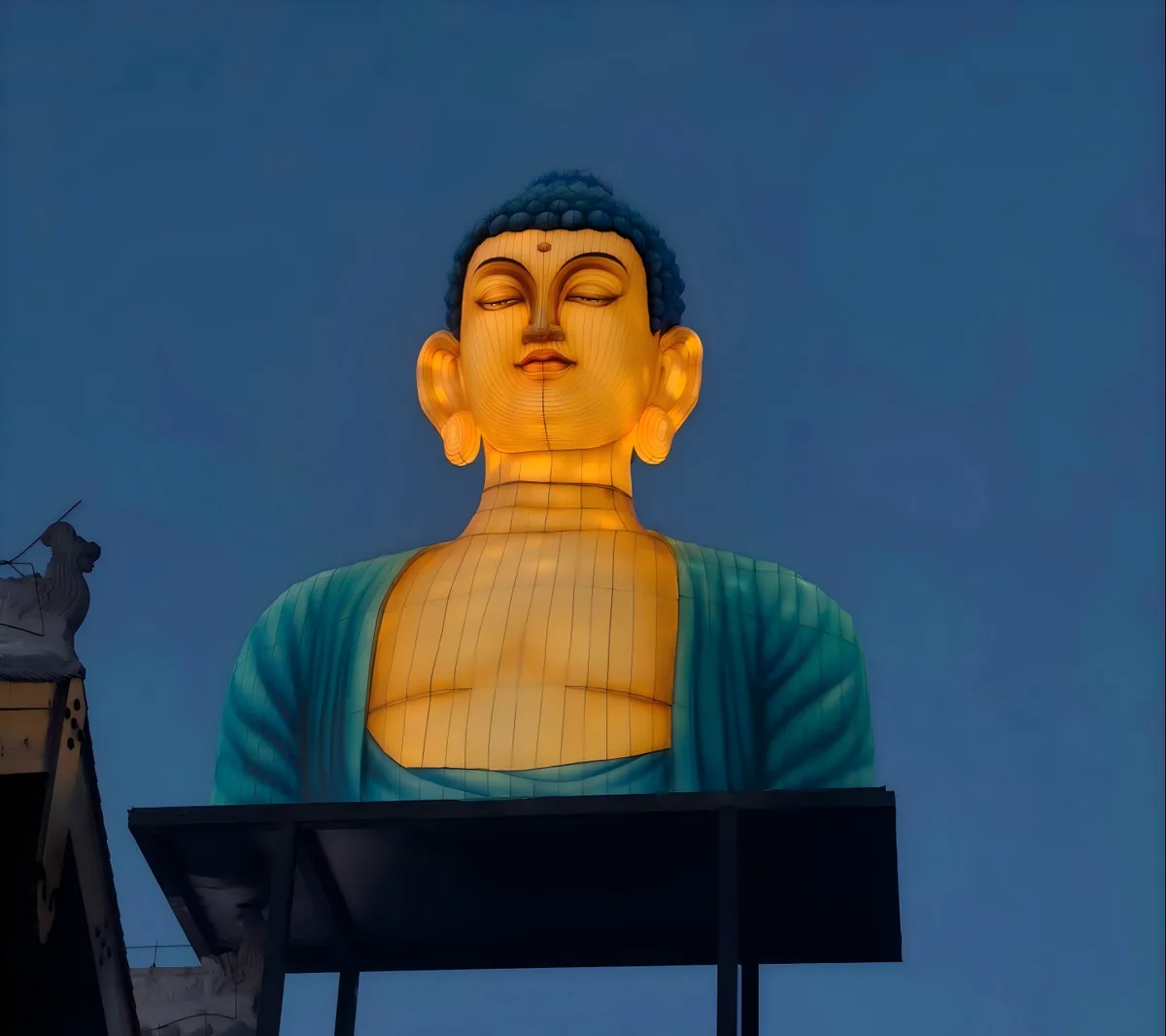 Seated Buddha lantern figure, hand-finished