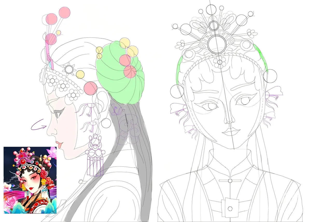 Concept sketch of two characters, the kind of render used in early theme reviews