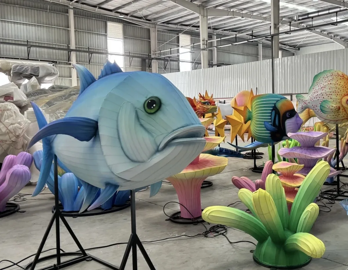 Large blue fish lantern figure