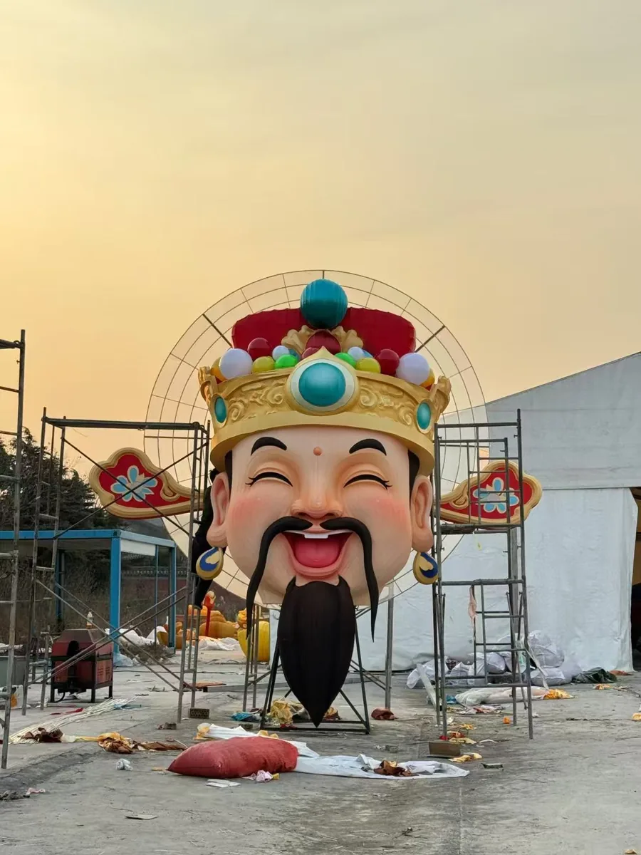 God of Wealth lantern, a festive crowd attractor at the entrance