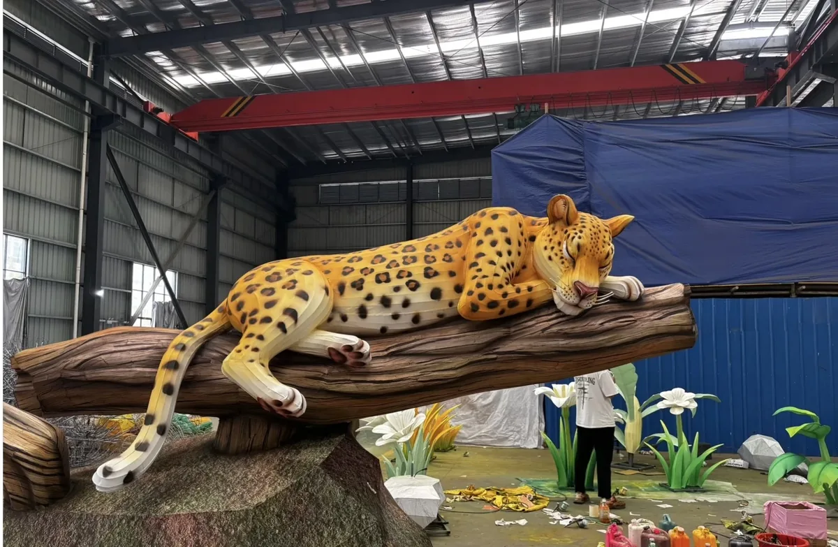 Giant yellow tiger lantern, a zoo-themed centrepiece